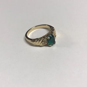 Emerald Green Stone Gold Ring